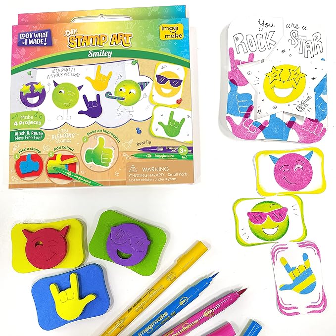 Imagimake Stamp Art Smiley Coloring & Stamping Set for Girls & Boys