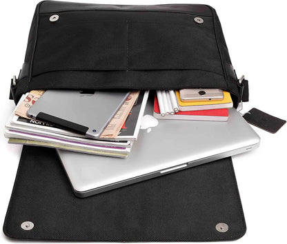 WildHorn Leather 13 inch Laptop Messenger Bag for Men I Padded Laptop Compartment I Adjustable Strap I Dimension: L- 14inch H- 10.5 inch W- 3.5inch