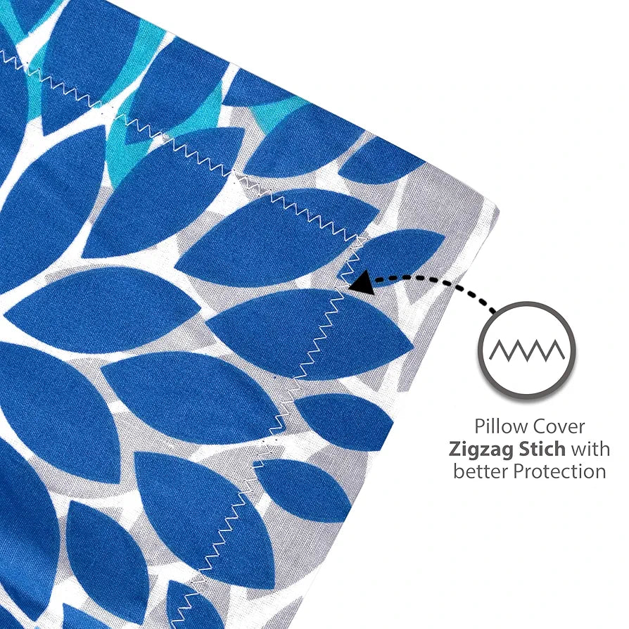 Divine Casa Bedsheet for Single Size Bed 144 TC Cotton Bedsheet for Single Size Bed with 1 Pillow Cover  Floral Blue Colour Aqua