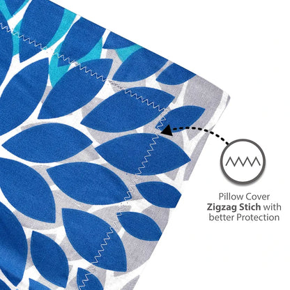 Divine Casa Bedsheet for Single Size Bed 144 TC Cotton Bedsheet for Single Size Bed with 1 Pillow Cover  Floral Blue Colour Aqua