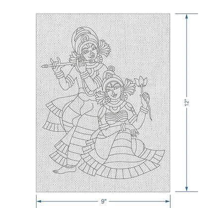 Hobby India Self Painting Radha & Krishna Canvas - Kalamkari Art | Pre-designed Canvas Board