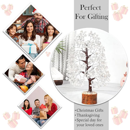 HindCraft Clear Quartz Crystal Tree Silver Wire 10-12 inch