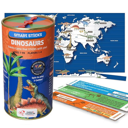 Chalk and Chuckles Smart Sticks Dinosaurs Trivia Game From Super Fun Family World Map Puzzle | Educational Game