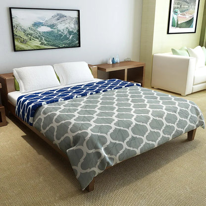 Divine Casa Microfiber 150 GSM Reversible Double Bed Comforter Ultra Soft & Lightweight Blanket Colour Deep Blue