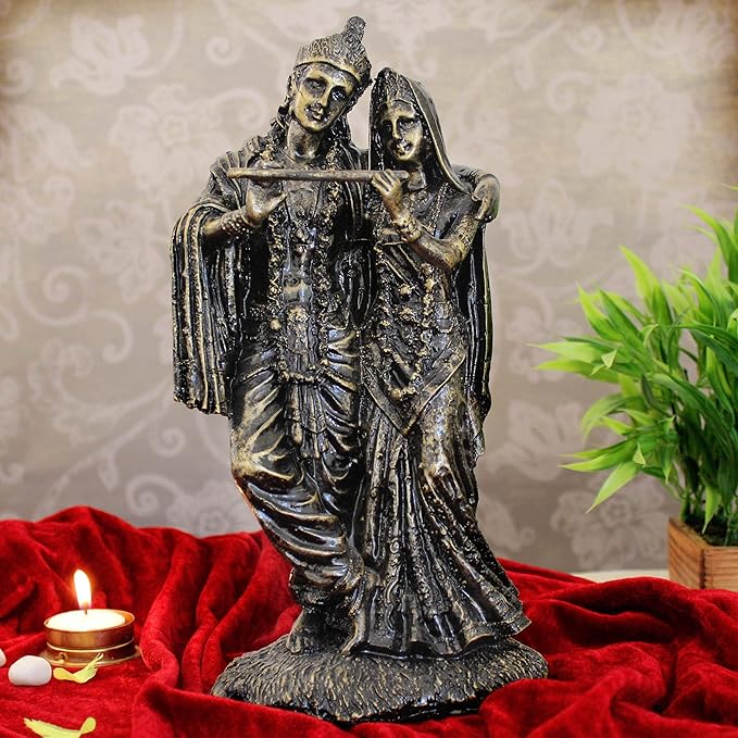 Tied Ribbons Lord Radha Krishna Statue Figurine Showpiece God of Love for Decor