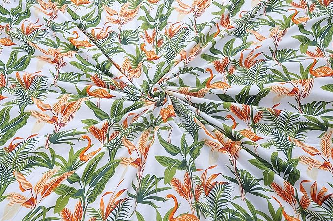 Huesland by Ahmedabad Cotton 144 TC Cotton Bedsheet for Double Bed King Size with 2 Pillow Covers | Flamingos Orange