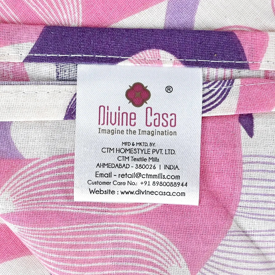 Divine Casa 144 TC 100% Pure Cotton Single Bed Bedsheet with 1 Pillow Cover Orchid Bloom Print Colour Purple Pink