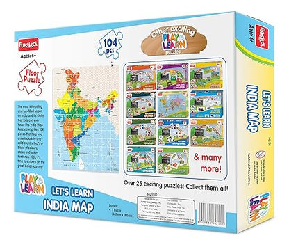 Funskool Play Read & Learn India Toy Map Educational 104 Pieces Puzzle