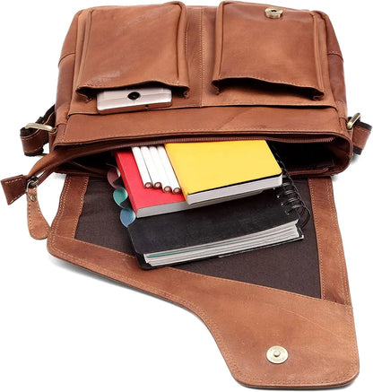 WildHorn�Leather 11 inch Laptop Messenger Bag for Men I Dedicated Laptop Compartment I Adjustable Strap I DIMENSION:L- 11 inch H-9.5 inch W- 3 inch