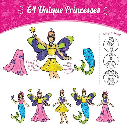 Imagimake Window Art Princess 16 Pieces Glass Painting Set Princess Mermaid Craft Kit
