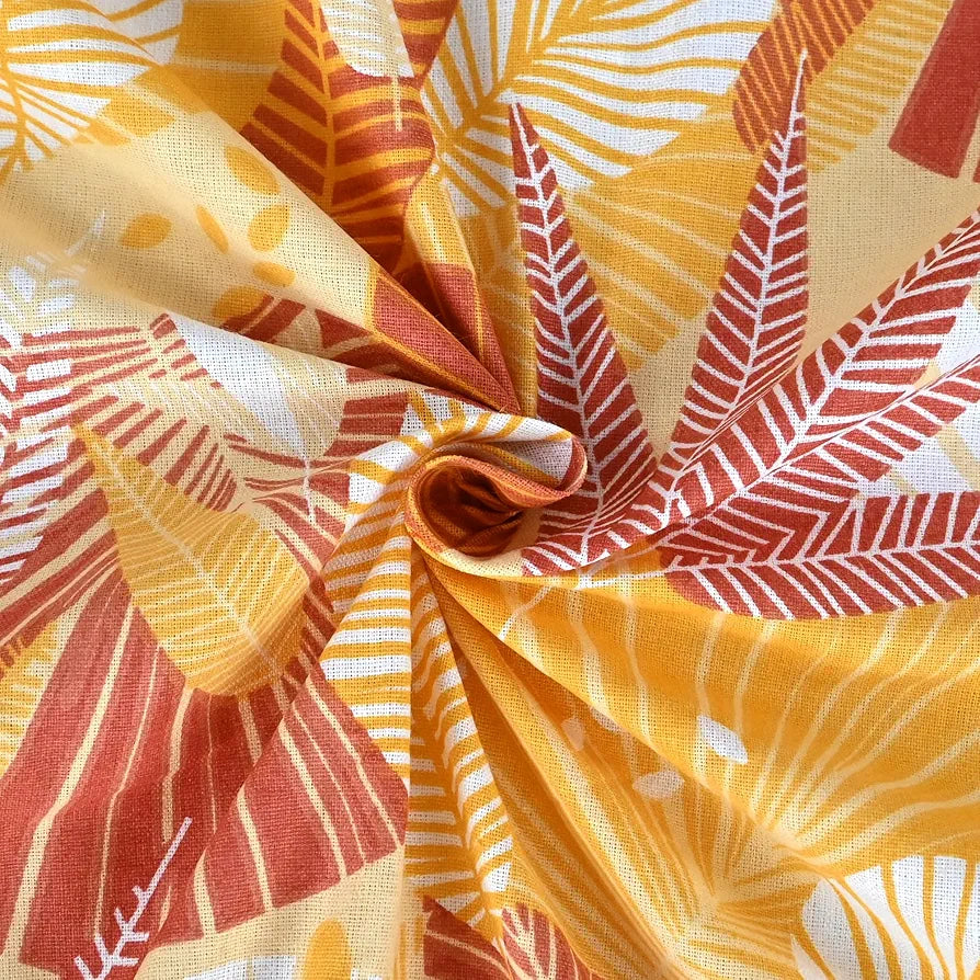 Divine Casa 144 TC Pure Cotton Single Size Bedsheet with 1 Pillow Cover Floral Paisley Colour Mustard Orange