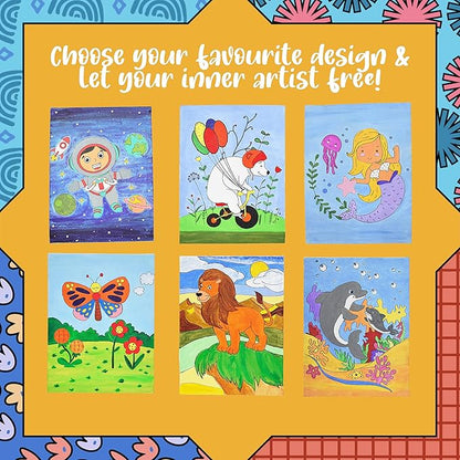 Kalakaram Diy Canvas Painting Kit Featuring a Wooden Frame Canvas Boards With Pre-printed Designs | Diy Painting Kit for Kids