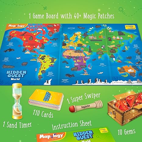 Imagimake Mapology Hidden Quest World Map Board Games for Kids Educational Toys