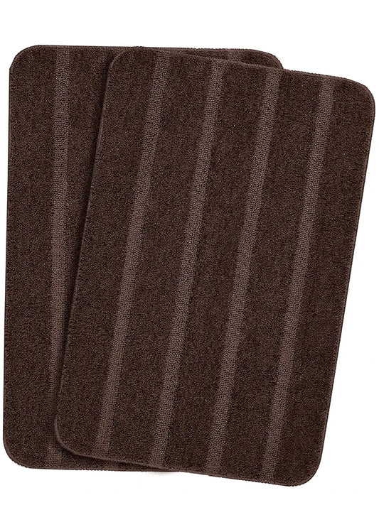 Saral Home Microfiber Soft Anti Slip Water Absorbent Door Mat & Bath Mat Colour Brown (Pack Of 2)