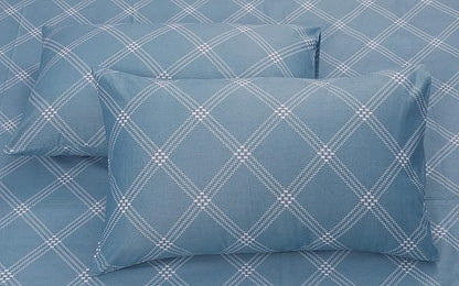 Huesland by Ahmedabad Cotton 186 TC Cotton Bedsheets for King Size Bed with 2 Pillow Covers | Blue