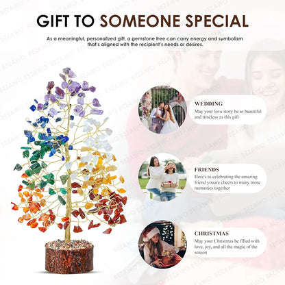Bezavo Seven Chakra Crystal Tree Golden Wire