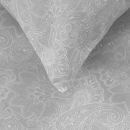 Huesland by Ahmedabad Cotton 186 TC King Size Bedsheet Cotton with 2 Pillow Covers | Grey & White