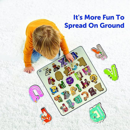 Mini Leaves 3D Wooden Alphabet Puzzles A to Z Early Educational Preschool Board for Kids | Learning ABC Letters Puzzle Board Toy