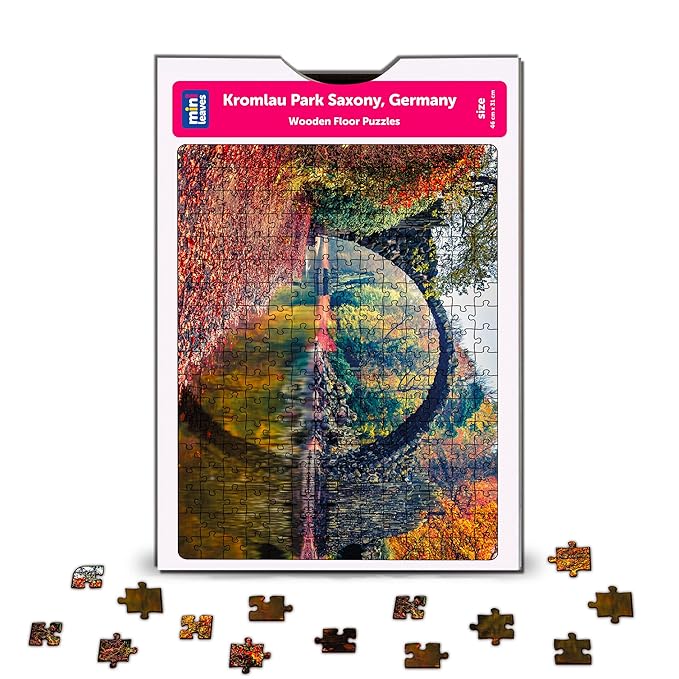Mini Leaves 252 Piece Wooden Puzzle for Kids & Adults | Kromlau Park, Saxony Germany Jigsaw Puzzle | Educational Games & Puzzles