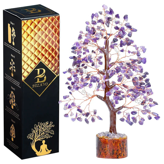 Bezavo Amethyst Healing Crystal Tree Artificial Home Decoration for Positive Energy & Spiritual Protection