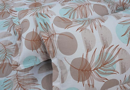 Huesland by Ahmedabad Cotton 144 TC Cotton King Size Bedsheet with 2 Pillow Covers - White & Brown