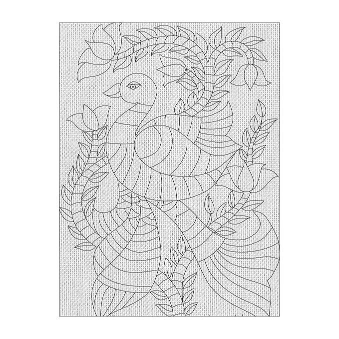 Hobby India Self Painting Beautiful Peacock Canvas | Pre-designed Canvas Board for Best Gift Adults & Artist