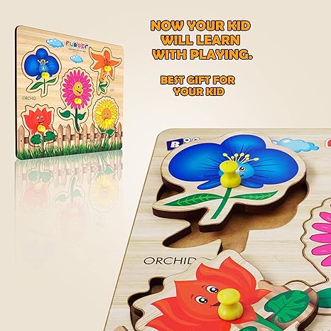 Highroof Flower Wooden Puzzle Wooden Toys For Kids 3 + Jigsaw Puzzles For Adults Baby Learning