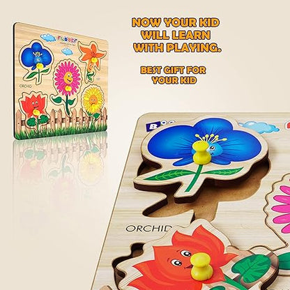 Highroof Flower Wooden Puzzle Wooden Toys For Kids 3 + Jigsaw Puzzles For Adults Baby Learning