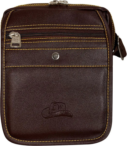 Leather World Leatherette Tan Sling Bags Men Messenger Bags Cross Body Bags Girl
