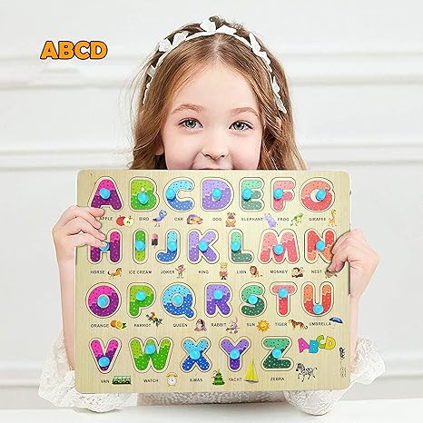Highroof Alphabet Abcd Wooden Puzzle Kids Games Toys For Kids 3+ Jigsaw Puzzles For Adults Baby Learning