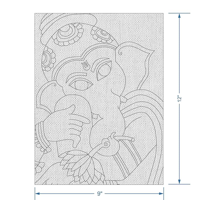 Hobby India Self Painting Ganesha Canvas - Madhubani Art | Pre-designed Canvas Board