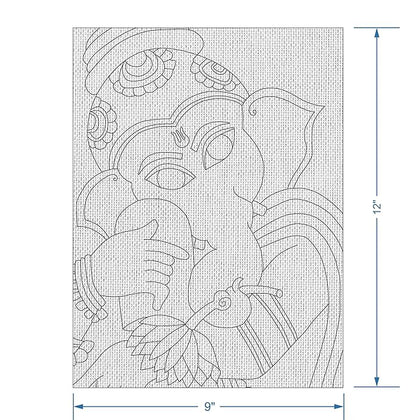 Hobby India Self Painting Ganesha Canvas - Madhubani Art | Pre-designed Canvas Board