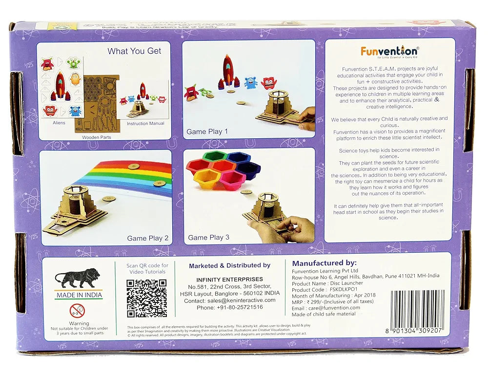 Funvention- for Little Scientist in Every Kid DIY Science Educational Disc Launcher Toy