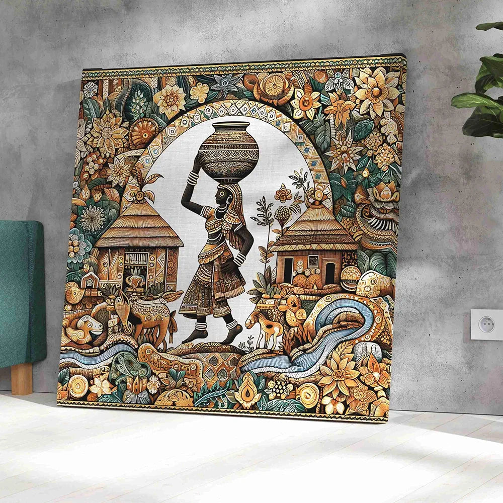 Livin'luxe Paintings Panihari Lady Modern Art Canvas Home Decor Wall Paintings With Frame Painting CR-305