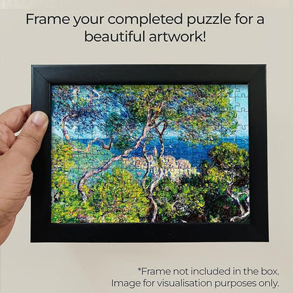 91knots Town of Bordighera by Claude Monet-wooden Jigsaw Puzzle (140 Pieces) for Adults and Kids | Brain Booster Games & Toys