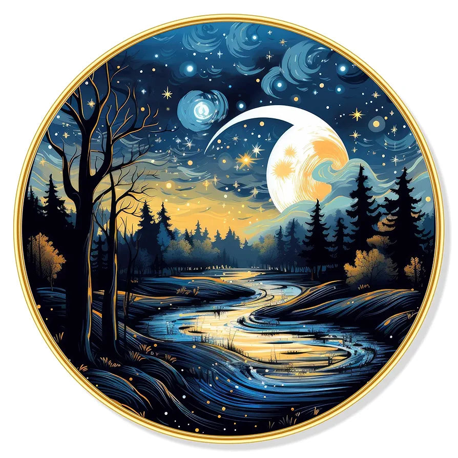 Livin'luxe Paintings Nature Scenery Abstract Modern Art Premium Sparkle Lamination Golden GR-21