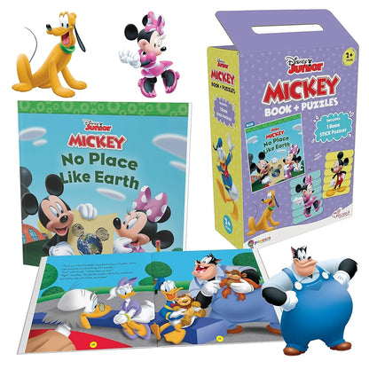 Disney Junior Mickey Book & Stick Puzzles for Kids 2 Years and Above | No Place Like Earth | Multicolor, Pack of 1