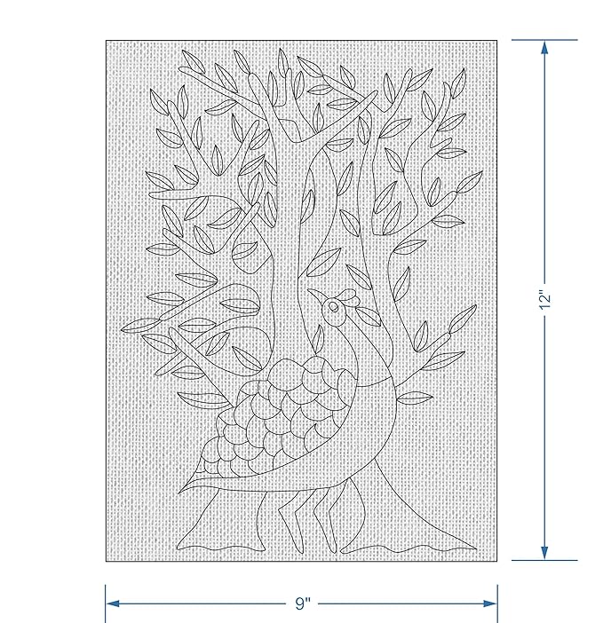 Hobby India Self Painting Bird Canvas | Gond Art | Pre-designed Canvas Board