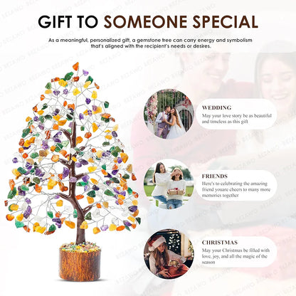 Bezavo Mix Chakra Crystal Tree Silver Wire