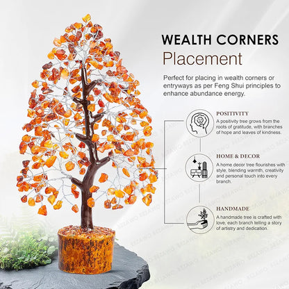 Bezavo Carnelian Crystal Tree for Positive Energy & Healing Silver Wire