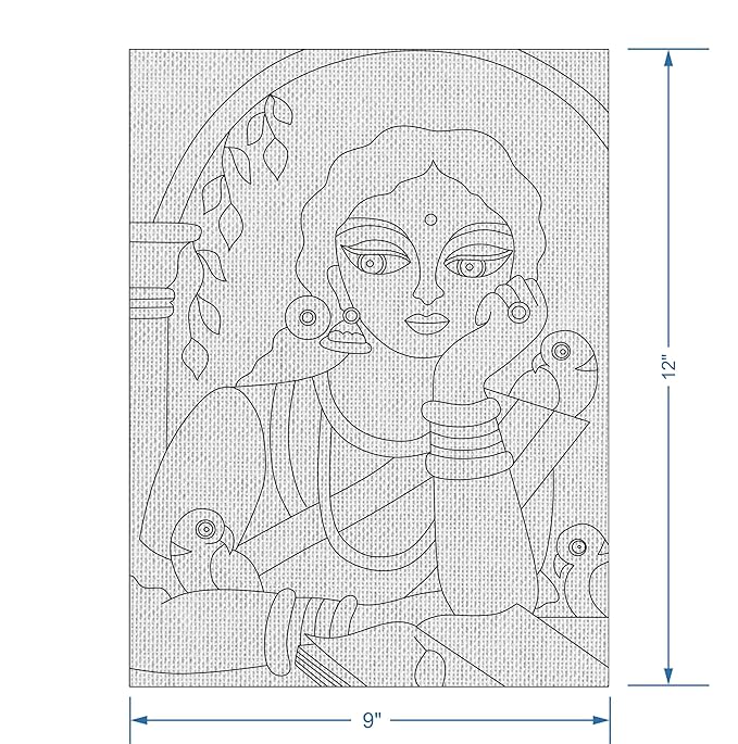 Hobby India Self Paintingv Beautiful Art Canvas - Madhubani Art | Pre-designed Canvas Board