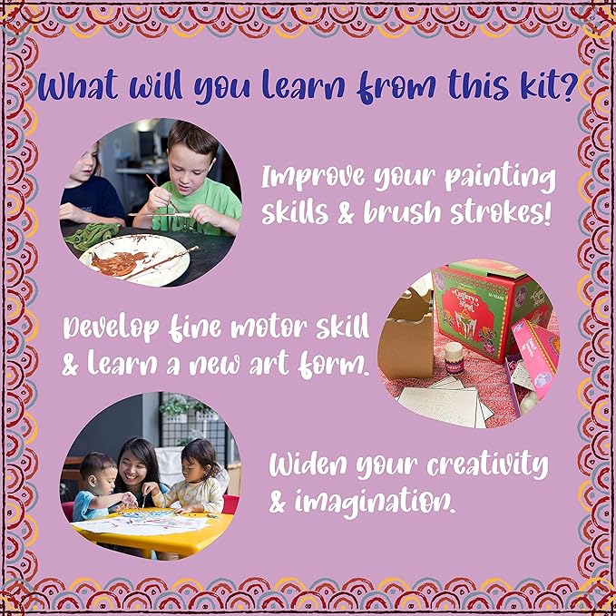 Kalakaram Diy Phad Painting Cutlery Stand Kit, Indian Ethnic Art Form Painting Kit | Activity Kit for Kids | Educational Kit for Kids