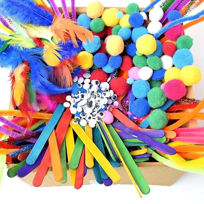 Asian Hobby Crafts Kids Pom Pom Crafts Kit With 50x Pipe Cleaners | Diy Art&crafts Projects