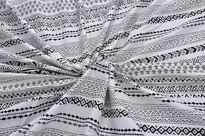 Huesland by Ahmedabad Cotton 144 TC Cotton King Size Bedsheet with 2 Pillow Covers | White and Black