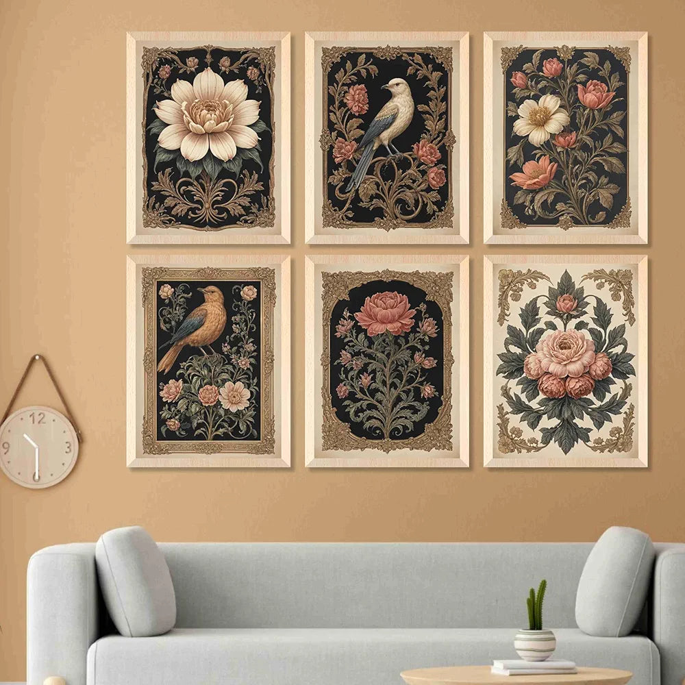 Livin'luxe Paintings Preety Bird Sitting on Plant Home Decor Wall Paintings With Frame B - 456k6