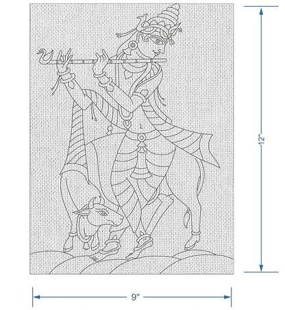 Hobby India Self Painting Beautiful Shree Krishna Flute Canvas | Pre-designed Canvas Board | for Best Gift Adults & Artist