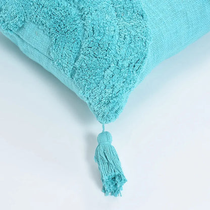 Homadorn Luxury Cotton Handmade Decorative Boho Throw Tufted Pillow Covers Turqouise