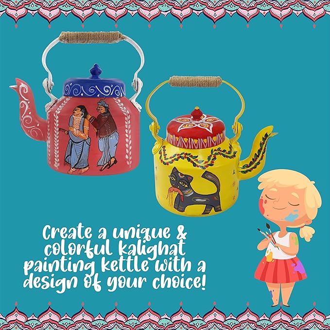 Kalakaram Diy Kalighat Kettle Painting Kit | Indian Ethnic Art Form Painting Kit | Foster Creativity & Self-expression in Kids | Educational Kit for Kids