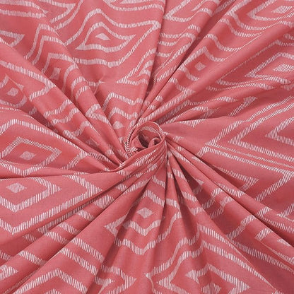 Huesland by Ahmedabad Cotton 144 TC King Size Bedsheet Cotton with 2 Pillow Covers | Peach Pink & White