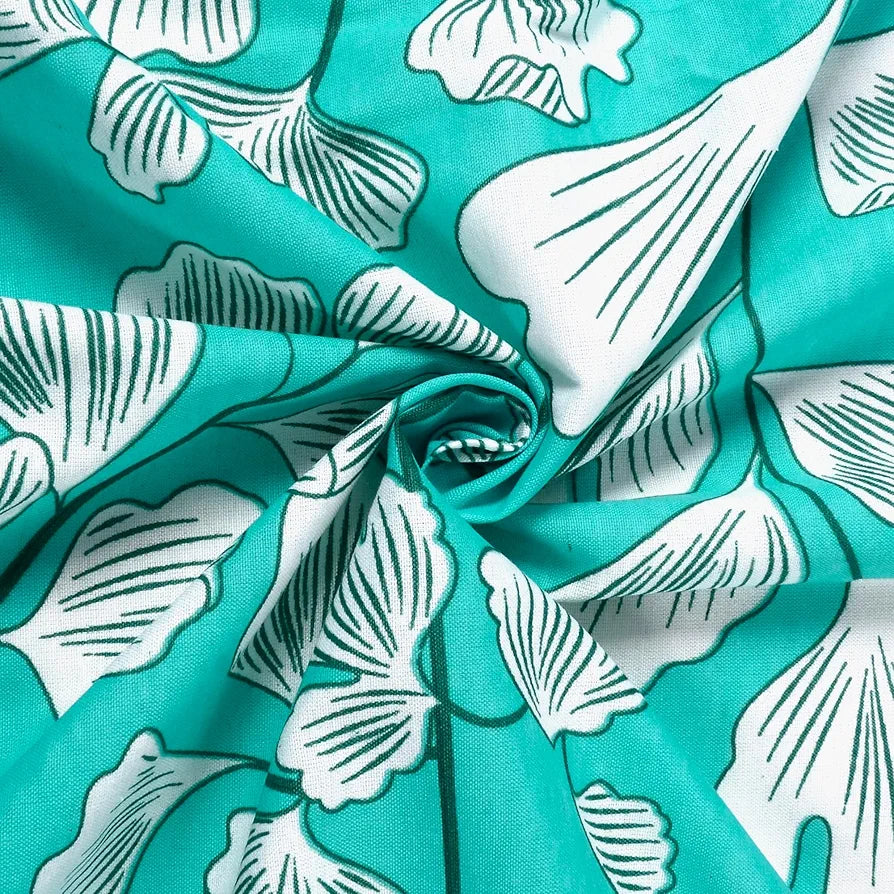 Divine Casa 144 TC Cotton Bedsheet for Single Bed with 1 Pillow Cover Colour Teal & White